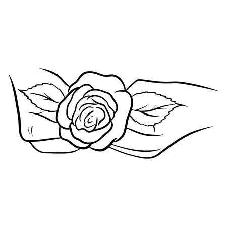 Hand-drawn roses. Beautiful flower. Cartoon style. Vector illustration. For design and decoration.のイラスト素材