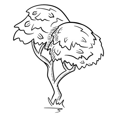 Wood. Sprawling tree. Nature. Flora. Cartoon style. Vector illustration. For design and decoration.のイラスト素材