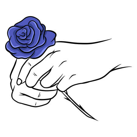 Hand-drawn roses. Beautiful flower. Cartoon style. Vector illustration. For design and decoration.のイラスト素材
