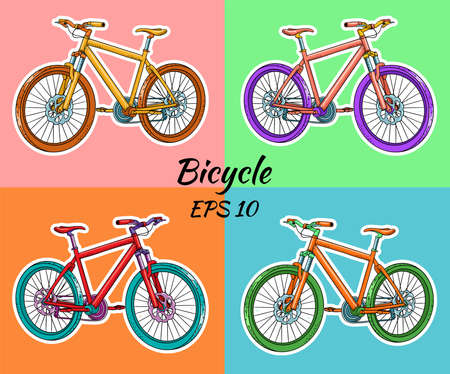 Bicycle. International Bicycle Day. Bicycle drawn in cartoon style. Vector illustration for design and decoration.のイラスト素材