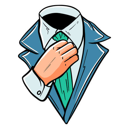 Men's Tie. Classic style. Tailpiece for a suit. Cartoon style. Vector illustration for design and decoration.のイラスト素材