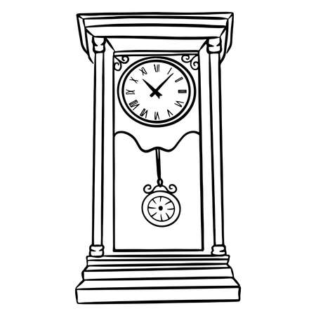 Clock. Time. Grandfather clock. Pendulum clock. Cartoon style. Vector illustration for design and decoration.のイラスト素材