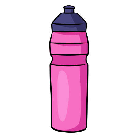 Sports water bottle. Convenient water bottle for sports activities. Cartoon style. Vector illustration isolated for design and decoration.のイラスト素材