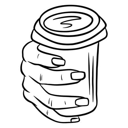 Coffee in a glass. Coffee in a plastic cup. Coffee to go. Cartoon style. Vector illustration for design and decoration.のイラスト素材