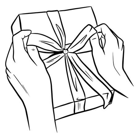 Present. Gift wrapped with a bow. Beautiful decoration of gifts. Cartoon style. Illustration for design and decoration.のイラスト素材