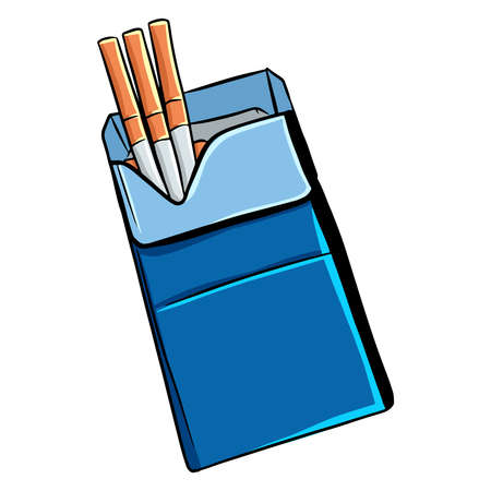 Cigarettes. The harm from smoking. A pack of cigarettes. Cartoon style. Illustration for design and decoration.のイラスト素材