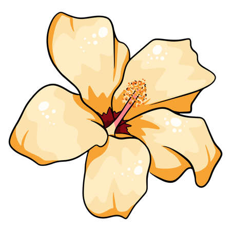 Tropical plant bright flower in cartoon style. Vector illustration for design isolated on white background.のイラスト素材