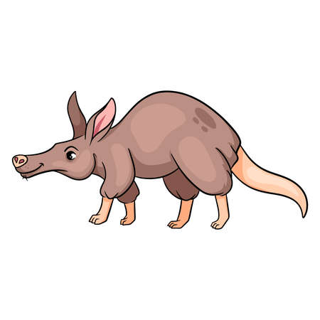 Animal character funny aardvark in cartoon style. Children's illustration. Vector illustration for design and decoration.のイラスト素材
