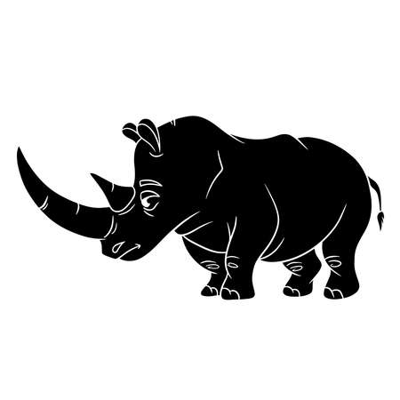 Animal character funny rhino silhouette. Children's illustration. Vector illustration for design and decoration.のイラスト素材