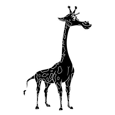 Animal character funny giraffe silhouette. Children's illustration. Vector illustration for design and decoration.のイラスト素材
