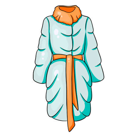Warm winter coat. Womens fur long clothing. Hand draw.のイラスト素材