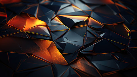 Abstract geometric background. Black orange colors. Metal wallpaper Game design. Horizontal format.の素材