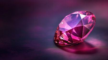 Pink cut diamond. Gemstone on the table. Macro photography. Copy space.の素材
