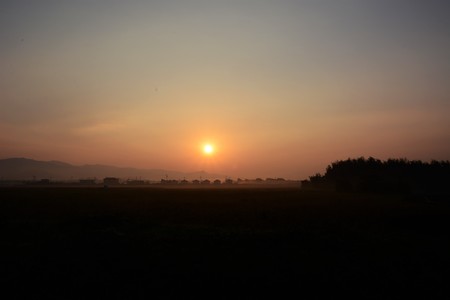 Sunrise in Japan Fukuoka Asakura-cityの写真素材