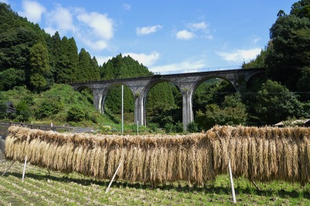 Railway bridge in Toho villageの写真素材