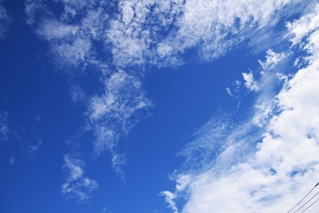 Blue sky and white cloudsの写真素材