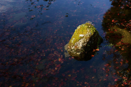 Harmony of water and stones Japanese landscapeの写真素材