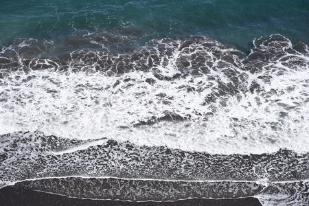 Seashore landscape white waves and Izu peninsula, Shizuoka Prefecture Jpan.の写真素材