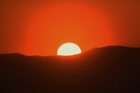 The sunrise and Japanese sightseeing spot Izu Oshima Island.の写真素材