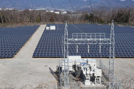 A solar photovoltaic power station. Renewable energy powe generation to prevent globalwarming.