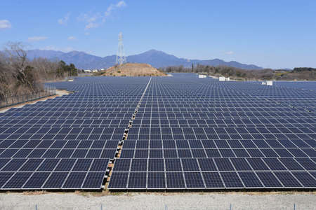 A solar photovoltaic power station. Renewable energy powe generation to prevent globalwarming.