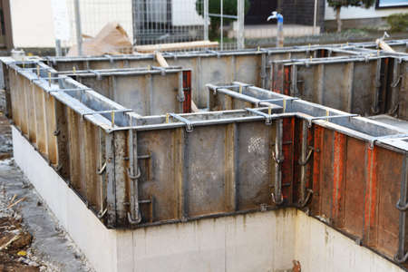 Basic formwork for house construction work. Formwork is a frame that is installed to pour concrete...