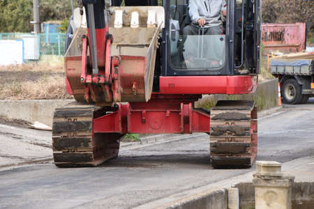 A scene of the working site. Road construction workの写真素材
