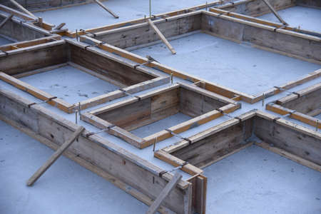 A scene of a foundation construction site for residential construction.