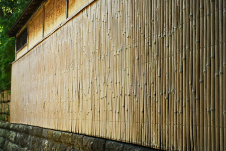 Scenery of bamboo fence. Traditional Japanese architecture.の写真素材