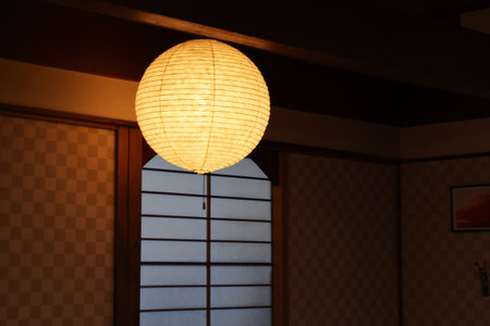 Japanese traditional culture. Lighting equipment made from bamboo work. Background material for sightseeing in Japan.の写真素材