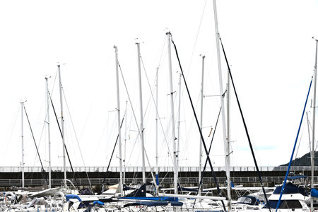 A view of a yacht harbor in Japan. Marine sports background material.
