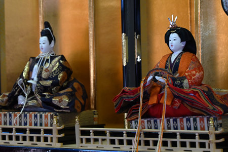 Spring Tourism in Japan 'Japanese Doll's Festival( Hinamatsuri )'. On March 3rd, families with girls decorate their homes with dolls to pray for their growth and happiness.の写真素材