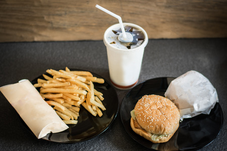 Fast food hamburger French friesの写真素材