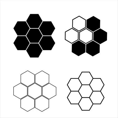 Collection with the cells for the design of banners. Abstract cells. Sweet dessert. Vector symbol. Banner template. Cellular texture. Business template with a honeycomb on a white backgroundのイラスト素材