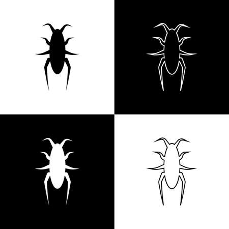 Vintage character black beetle on white background. Retro, graphic, logo design. Isolated vector illustration.のイラスト素材