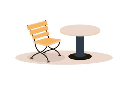 Table, chair for bar, restaurant, cafe. Vector illustration isolated on a white background.のイラスト素材