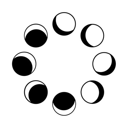 Sketch image with black phase moon. Outline symbol. White background isolated.のイラスト素材