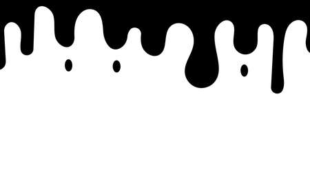 Silhouette of dripping liquid, splashing ink, oil or sauce flowing down. The paint drips from the top. Vector illustration.のイラスト素材