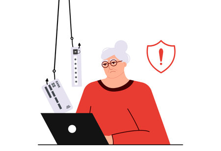A frustrated and sad man looks into a computer in which a hacker and thief steals his card data and social networks. hack attack. internet phishing. A thief on a website online on the internet vectorのイラスト素材