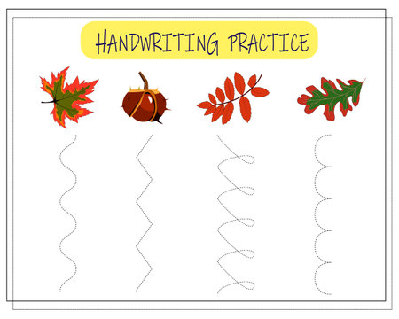 Handwriting practice sheet. Educational children game. Tracing lines for kids and toddlersのイラスト素材