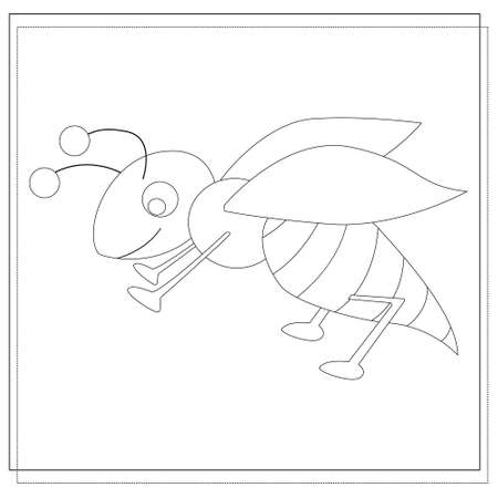 coloring book for children cartoon wasp, bee. vector isolated on a white backgroundのイラスト素材