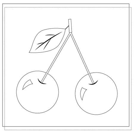 Page of the coloring book, cherry. sketch. Coloring book for kids. Vector illustration isolated on a white backgroundのイラスト素材