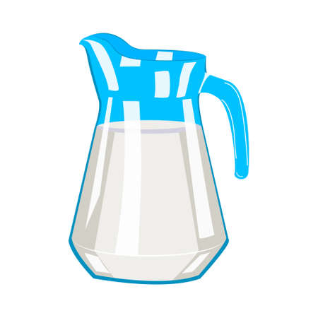 milk in a glass jug, of animal or vegetable origin. vector isolated on a white background.のイラスト素材