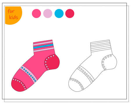 coloring book for children by colors, color a sock isolated on a white background.のイラスト素材