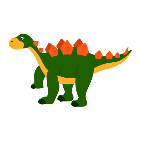 cute cartoon baby dinosaur with spikes on its back. vector isolated on a white backgroundのイラスト素材