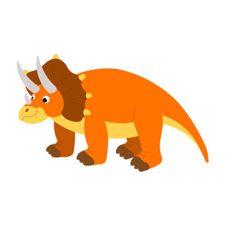 cute cartoon dinosaur kid triceratops. vector isolated on white backgroundのイラスト素材