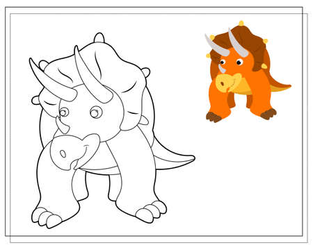 Coloring book for kids, triceratops dinosaur. Vector isolated on a white backgroundのイラスト素材