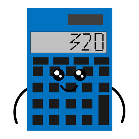 Cute cartoon kawaii calculator, vector isolated on white background.のイラスト素材