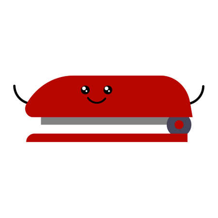 Vector illustration of cute cartoon kawaii stapler isolated on white background.のイラスト素材