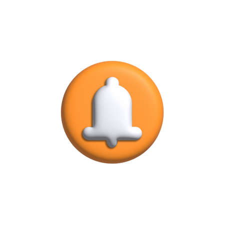 illustration of the bell icon 3d render. Cartoon minimalistic style